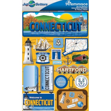 Reminisce Jet Setters 2 3-Dimensional Sticker, Connecticut
