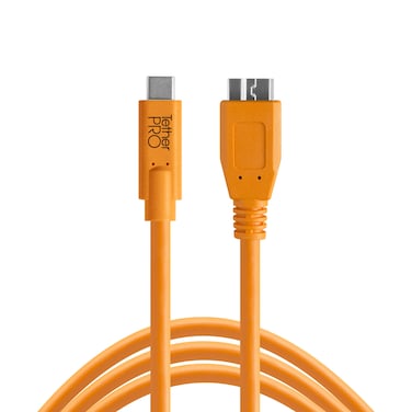 Tether Tools TetherPro USB-C to USB 3.0 Micro-B Cable   for Fast Transfer and Connection Between Camera and Computer   High Visibility Orange   15 Feet (4.6 m)