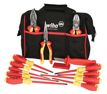 Wiha 32878 Insulated Tool Set with Pliers, Cutters, Xeno, Square, Slotted &amp; Phillips Screwdrivers in Tool Box, 13-Piece
