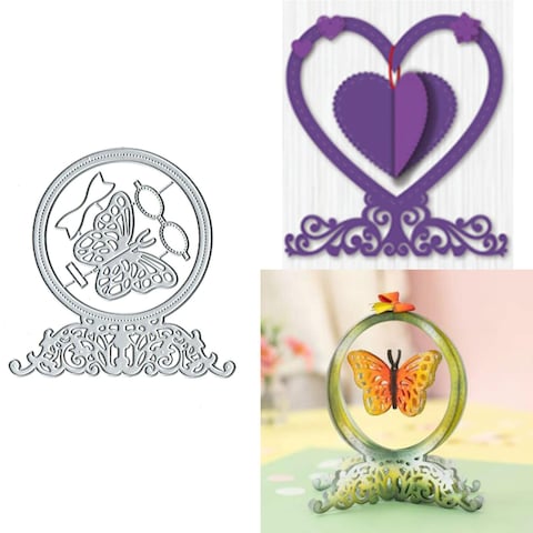 Circle Round Crystal Ball Stand Heart Metal Die Cuts,Flower Butterfly Ball Bowtie Cutting Dies Cut Stencils DIY Scrapbooking Decorative Embossing Paper Scrapbooking Card Making
