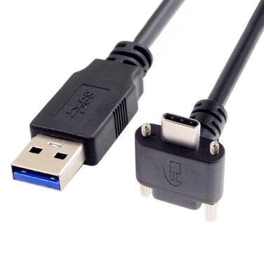 chenyang USB 3.0 to USB C 90 Degree Angled Data Cable with Panel Mount Screw for Industrial Camera 1.2M