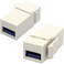 BSHTU USB 3.0 Keystone Jack Inserts, USB Adapters Cable Interface Coupler Female to Female Connector Extension for Wall Plate Outlet Panel - 2 Packed (White,USB 3.0 Straight)