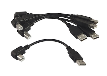 YCS basics Black USB 2.0 High Speed Printer/Scanner Right Angle Cable (0.5 Ft 5 Pack)