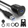 YEKELLA LBSC USB 3.0 Panel Flush Mount Cable - 3ft USB 3.0 Male to USB 3.0 Female Car Mount Flush Cable Waterproof for Car Truck Boat Motorcycle Dashboard Panel