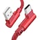 Right Angled USB Type C Cable, 90 Degree Double-Side Reversible Nylon Braided Long Cord Fast Charging USB Type A to C Charger for Samsung Galaxy S8+/S9 Note 8 Plus, Apple MacBook [Red] [3ft] (2 Pack)
