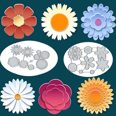 2/Set Heart Flower Metal Die Cuts for Card Making,Spring Daisy Flower Card Cutting Dies Cut Stencils DIY Scrapbooking Album Decorative Embossing Paper Card Art Craft