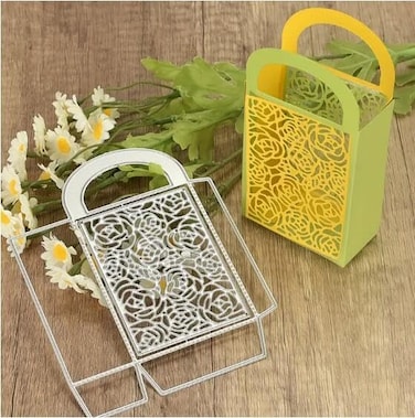 TOLOVIS Rose Flower Layer Frame Box Metal Die Cuts,Merry Christams Rose Gift Box Cutting Dies Cut Stencils DIY Scrapbooking Decorative Embossing Paper Scrapbooking Card Making, silver