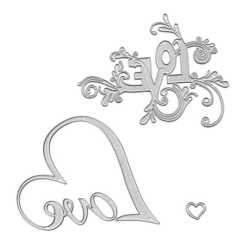 Metal Love Valentine&#39;s Cutting Dies Heart Shape Love Edge Embossing Stencil Die Cuts for Card Making Scrapbooking Paper Craft Album Stamps DIY D&Atilde;&copy;cor