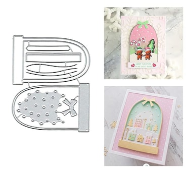 Christmas Snow Ball Metal Die Cuts, Christmas Scene Cutting Dies Cut Stencils for DIY Scrapbooking Cards Decorative Embossing Paper Dies for Scrapbooking Card Making