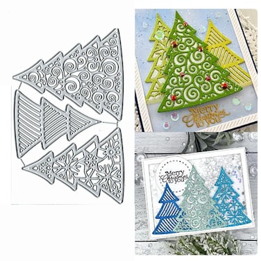 3PC Christmas Tree Snowflake Metal Die Cuts,Merry Christams Tree Snowflake Cutting Dies Cut Stencils DIY Scrapbooking Decorative Embossing Paper Scrapbooking Card Making