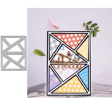 Rectangle Triangle Background Metal Die Cuts, Rectangle Triangle Background Cutting Dies Cut Stencils for DIY Scrapbooking Cards Decorative Embossing Paper Dies for Scrapbooking Card Making