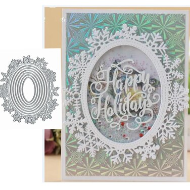 Christmas Nesting Oval Snowflake Frame Metal Die Cuts,Merry Christams Oval Snowflake Frame Cutting Dies Cut Stencils DIY Scrapbooking Decorative Embossing Paper Scrapbooking Card Making