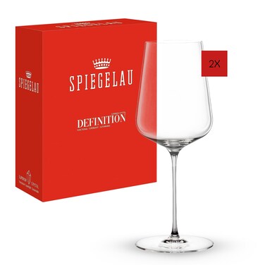 Spiegelau Definition Universal Big Wine Glasses, European Made Crystal Drinking Glass Set for White and Red Wines, Dinner, Birthday Party, Glassware, Home Bar Accessories, 19 oz, Set of 2