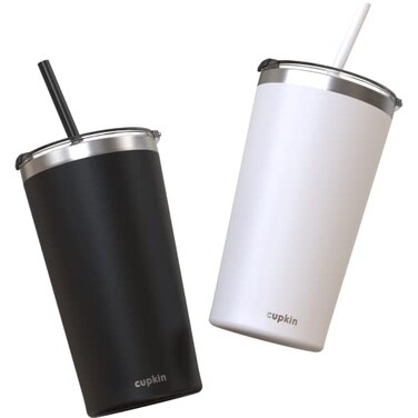 CUPKIN Stainless Steel Insulated Tumbler with Lid and Straw, 20 oz Water Bottle &amp; Straw, Stainless Steel Cups, Travel Coffee Mug for Adults, Iced Coffee Cup with Lid, Tumbler for Travel