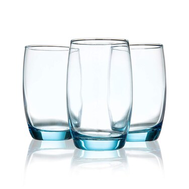 Burns Glass Italian-Style Drinking Glasses, Clear Heavy Colored Glassware Set, Lavender, 13 Oz. (Set of 6)