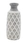 Deco 79 Ceramic Decorative Vase Centerpiece Vase with Diamond Pattern, Flower Vase for Home Decoration 6" x 6" x 16", Gray