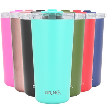 Drinco - 20 oz Stainless Steel Tumbler   Double Walled Vacuum Insulated Mug With Lid, 2 Straws, For Hot &amp; Cold Drinks (20oz, 20oz Teal), 1 Count (Pack of 1)