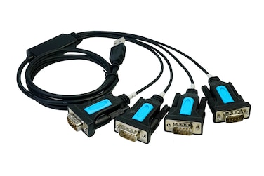 TECHTOO 4 Port Professional FTDI CHIP USB to Serial RS232 DB9 Adapter Converter Serial Cable 9-Pin Male to Male with Thumbscrews (W/Thumbscrews, 4 RS232 Port)