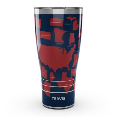 Tervis Traveler Americana Stateside Triple Walled Insulated Tumbler Travel Cup Keeps Drinks Cold &amp; Hot, 30oz, Stainless Steel