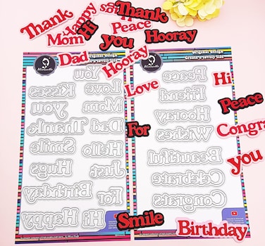 Alinacutle 22PC Word Metal Die Cut, Sentiments Diecut Greeting Die Good Wishes Paper Craft Cutting Dies,Scrapbooking Cutting,DIY Card Metal Punch Template,22PC - Word Die, 22PC - Shadow Frame Die