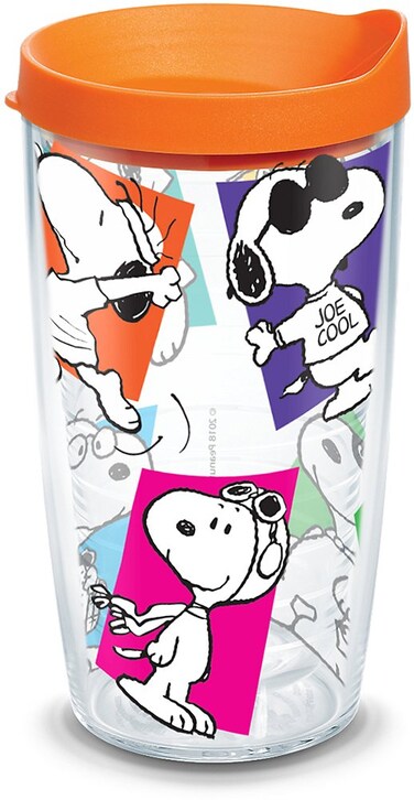 Tervis Peanuts Multi-Snoopy Made in USA Double Walled Insulated Tumbler Cup Keeps Drinks Cold &amp; Hot, 16oz, Clear