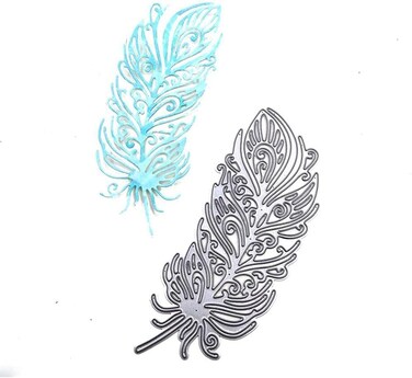 Feather Cutting Dies Hollow Carved Design Metal Die Cuts Feather Embossing Stencil for DIY Scrapbooking Card Making Paper Craft Scrapbooking and Stamping
