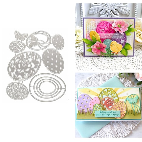 7pcs/Set Easter Eggs Metal Die Cuts,Flower Butterfly Eggs Frame Cutting Dies Stencils DIY Crafts Cards Cuts for DIY Embossing Card Making Photo Decorative Paper Dies Scrapbooking