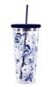Steel Mill &amp; Co Insulated Cup with Lid and Straw, Floral 24oz Tumbler, Double Wall Travel Cup, BPA-Free Acrylic Tumbler, Fits in Cupholders, Blue Watercolor