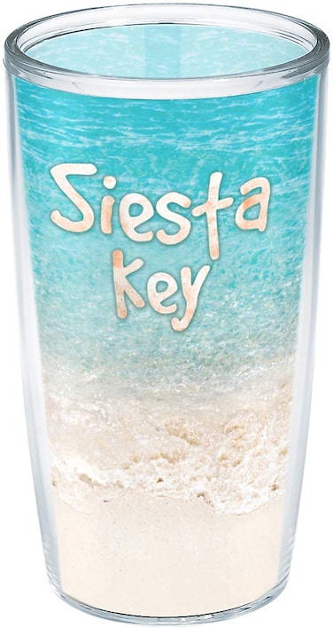 Tervis Florida - Siesta Key Made in USA Double Walled Insulated Tumbler Travel Cup Keeps Drinks Cold &amp; Hot, 16oz - No Lid, Tropical