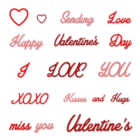 Metal Valentines&#39;s Day Love Words Cutting Dies Words Letter Embossing Stencil Die Cuts for Card Making Scrapbooking Paper Craft Album Stamps DIY Valentines&#39;s D&Atilde;&copy;cor