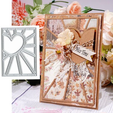 Heart Line Background Metal Die Cuts,Heart Frame Square Cutting Dies Cut Stencils for DIY Embossing Photo Decorative Paper Dies Scrapbooking Card Making