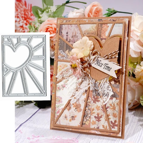 Heart Line Background Metal Die Cuts,Heart Frame Square Cutting Dies Cut Stencils for DIY Embossing Photo Decorative Paper Dies Scrapbooking Card Making