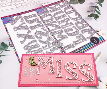 Alinacutle 26/PK Alphabet Letter Metal Cutting Die Cut,Scrapbooking Die-Cuts,Paper Craft and Card Making Punch Template,Vintage Single Letter 5CM(2.96IN) Height