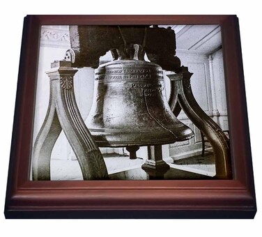 3dRose Vintage Liberty Bell Philadelphia American Icon Independence Hall Trivet, 8 by 8 inches
