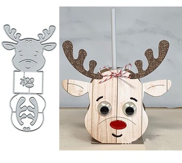 Adies Reindeer Candy Drink Box Metal Die Cuts,Christams Deer Candy Gift Box Cutting Dies Cut Stencils DIY Scrapbooking Photo Album Decorative Embossing Paper Card Making, 14.8*7.5cm/5.82x2.95 inch