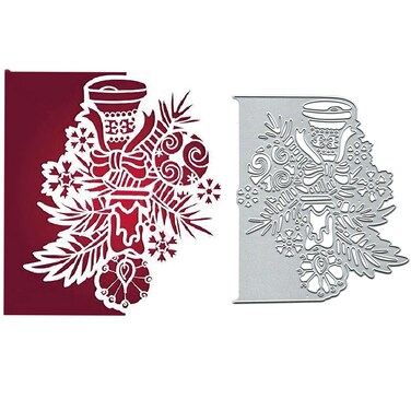 Christmas Flowers Bell Edge Metal Die Cuts,Christmas Lace Flower Snowflake Border Cutting Dies Cut Stencils DIY Scrapbooking Album Decorative Embossing Paper Dies Festival Card Making