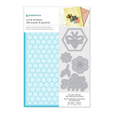 Momenta Hexagon Embossing Folder   Bee Happy Die Set 7PC Cutting template, Multi