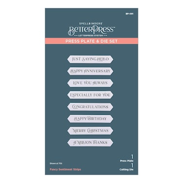 Spellbinders Fancy Sentiment Strips BetterPress Press Plate, Metal