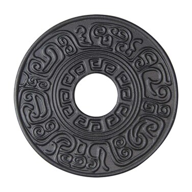 Hwagui - Black Cast Iron Teapot Trivet with Rubber Pegs for Dining and Kitchen Table, 5.5 Inch Diameter