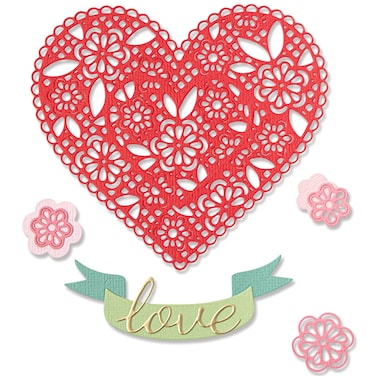 Sizzix Thinlits Die Set 10PK Doily Heart by Jennifer Ogborn   666017   Chapter 4 2022 Wafer, Grey