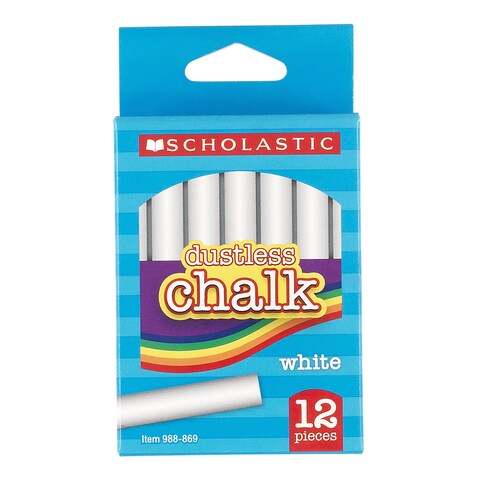 Scholastic&Acirc;&reg; Dustless Chalk, White, Pack Of 12 Sticks