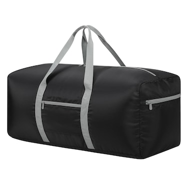 iFARADAY Foldable Duffle Bag for Travel - 30 inch / 75L Large Spare Travel Duffel Bag Lightweight with Trolley Sleeve - Black