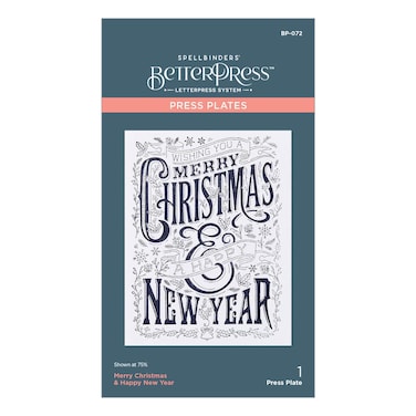 Spellbinders Marry Christmas &amp; Happy New Year Press Plate, Metal