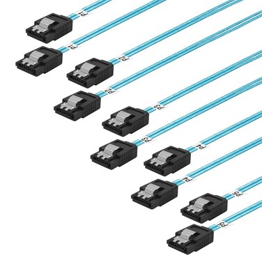 ADCAUDX SATA-III Cable:0.5M,5 Pack SATA 6Gbps Cables Thin SATA Cable,Straight SATA SSD Cable,Flexible-SATA Cable for SSD, HDD, CD, DVD Drives,Blue (1.6FT)