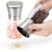 H&amp;S Salt And Pepper Grinder Set - Manual Mill Grinders For Kitchen - Glass &amp; Stainless Steel Spice Mills With Adjustable Coarseness - Easy To Use &amp; Fill - Stainless Steel Salt &amp; Pepper Grinder Set