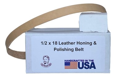 1/2" x 18" Leather Honing &amp; Polishing Belt - Buffing Compound Included