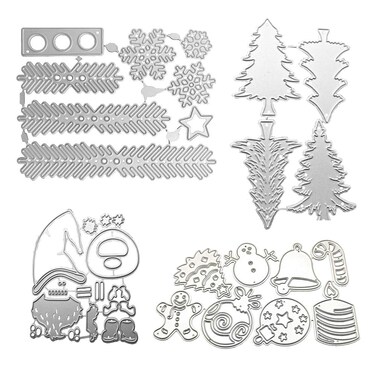 4 Shapes of Christmas Cutting Dies, VEINARDYL Christmas Tree Santa Snowflake Die Cuts Stencil Metal Template Mold Embossing Tool for DIY Scrapbook Album Paper Card Cake Topper DIY Craft Making