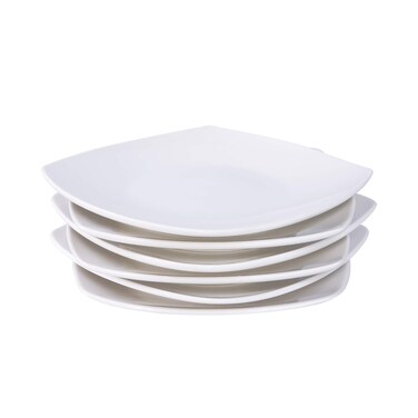 Cutiset Porcelain Dessert, Salad Plates, Set of 6, White (7 inch, Square)