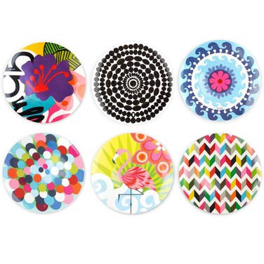 French Bull Melamine Assorted Plates-6 Piece Set -Melamine Dinnerware-Platter, Serving, Party, Platter, Dish (9" Salad Plate, Assorted)