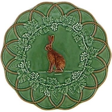 Bordallo Pinheiro Woods Salad / Dessert Plate, Hare, Set of 4, Green, 9'' (65028929)